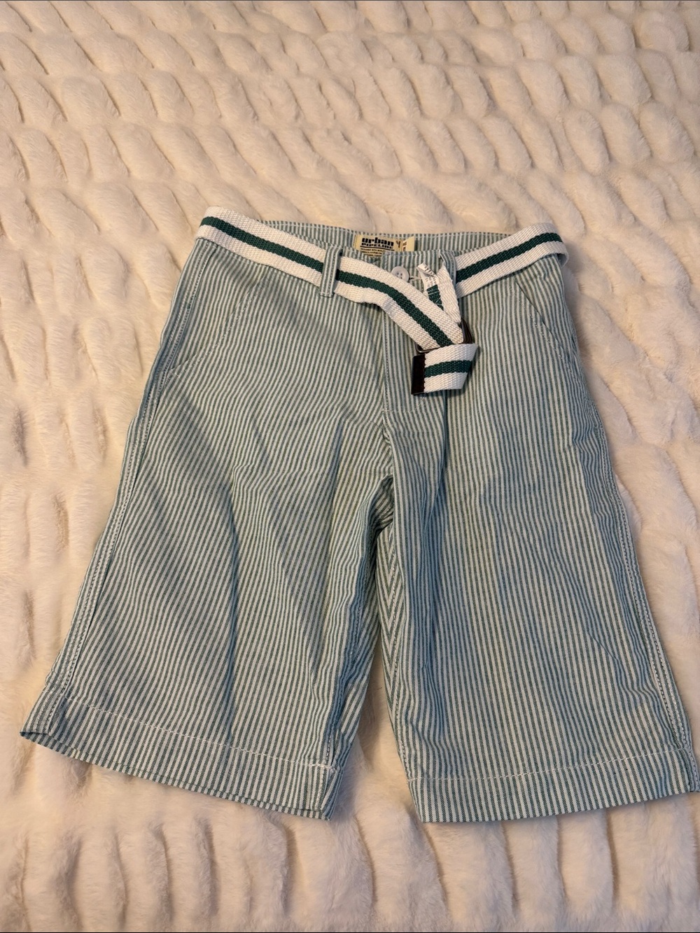 Urban Pipeline Green and White Striped Shorts - Size 12 Regular C4